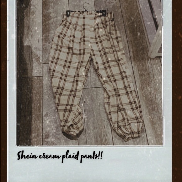 🍦🐻SHEIN CREAM AND BROWN PLAID PANTS!! 🐻🍦 - Picture 2 of 4